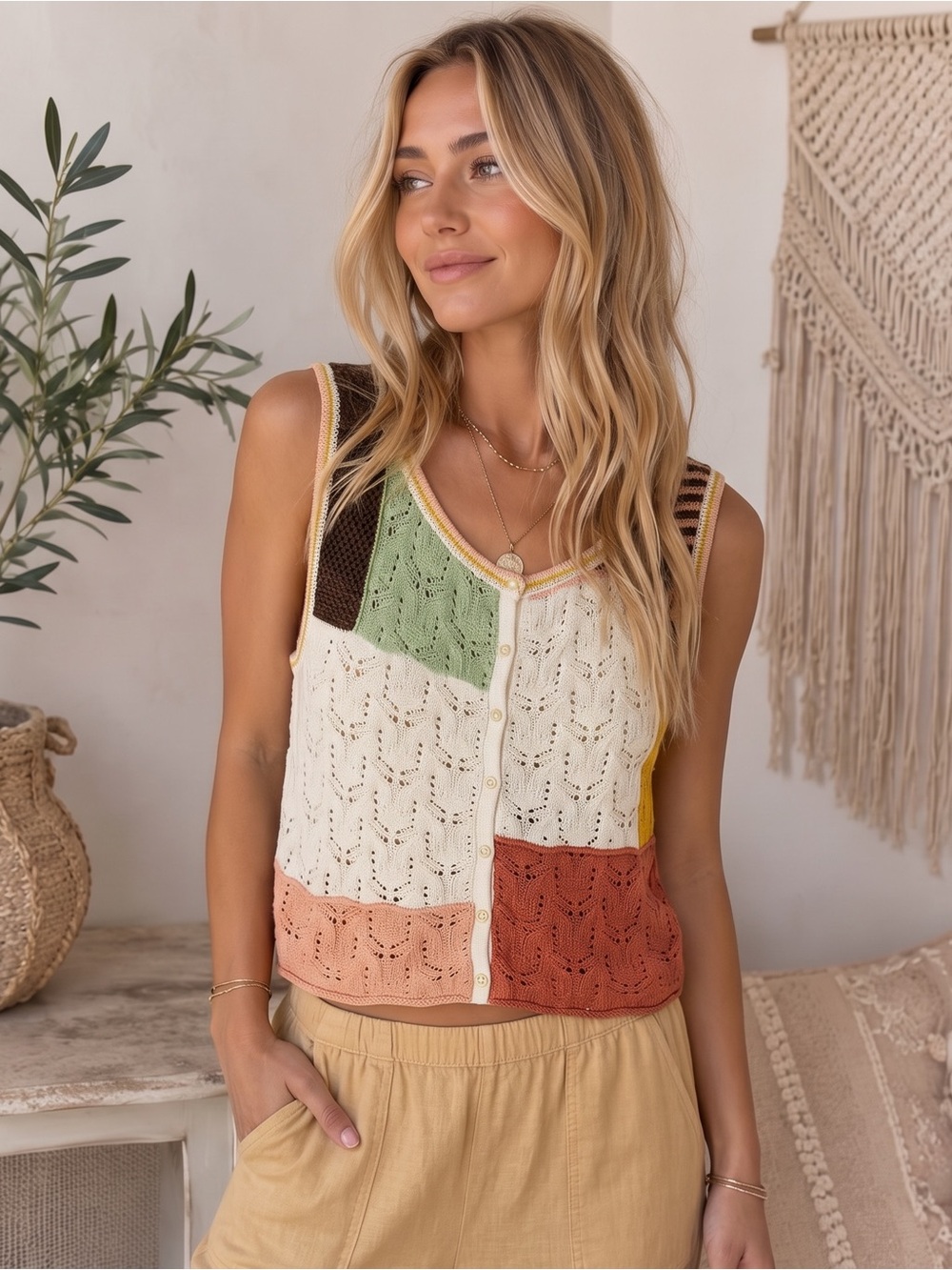 AMERICAN EAGLE Crochet Patchwork Top